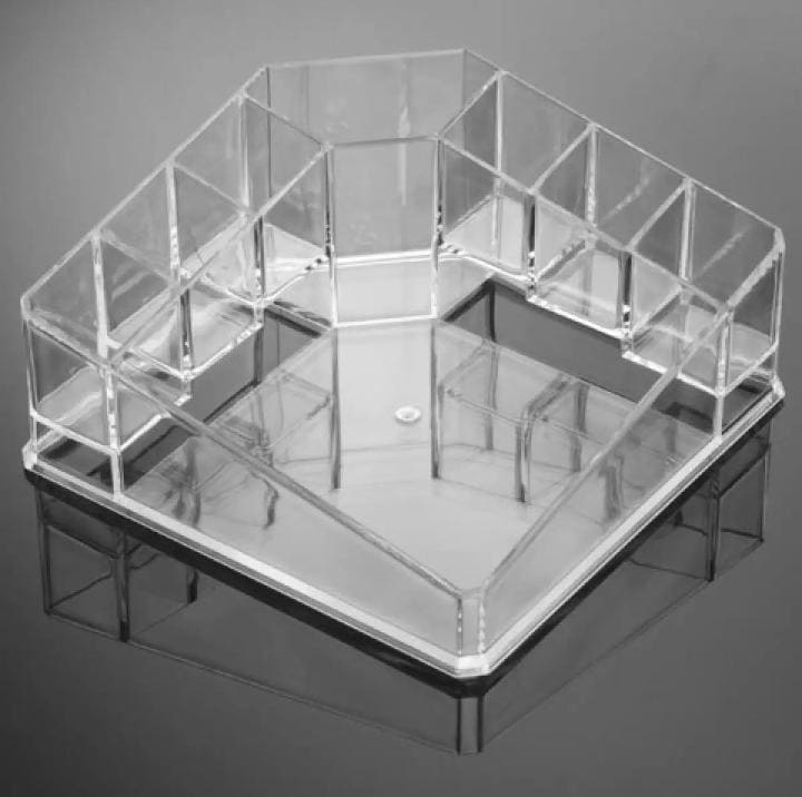 Transparent Triangle Lipstick Case, 8 Grid Acrylic Storage Box, Cosmetic Display Stand, Crystal-like Cosmetic Jewelry Storage Box, Transparent Makeup Storage Box, Eye Shadow Display Stand Holder, Bathroom Skincare Organizer, Desk Cosmetic Shelf