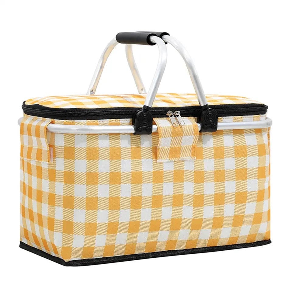 Foldable Picnic Basket, Outdoor Picnic Bag, Portable Insulated Picnic Basket, Large Capacity Camping Insulated Lunch Bag, Garden Yard Picnic Basket and Backpack, Home Storage Basket, Hamper Insulated Picnic Basket, Folding Portable Market Basket
