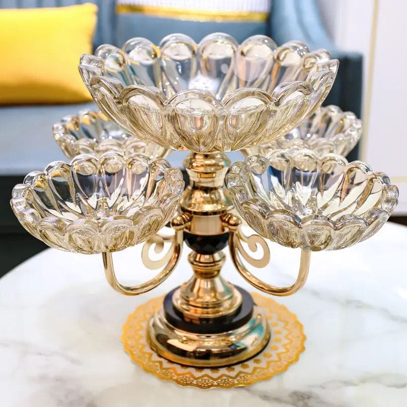 Multilayer Candy Platter, European Metal Fruit Bowl, Creative Light Luxury Snack Candy Plate, Home Living Room Coffee Table Tray, Decorations Fruit Bowl, Rotatable Fruit Basket