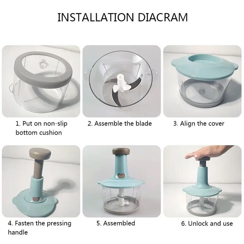 Hand Press Chopper With Handle, Manual Multifunctional Mincer, Mini Food Processor, Manual Vegetable Fruit Cutter Potato Meat Chopper Mixer, Food Grinder Cooking Tools, Express Hand Held Chopper