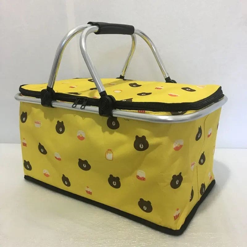 Foldable Picnic Basket, Outdoor Picnic Bag, Portable Insulated Picnic Basket, Large Capacity Camping Insulated Lunch Bag, Garden Yard Picnic Basket and Backpack, Home Storage Basket, Hamper Insulated Picnic Basket, Folding Portable Market Basket