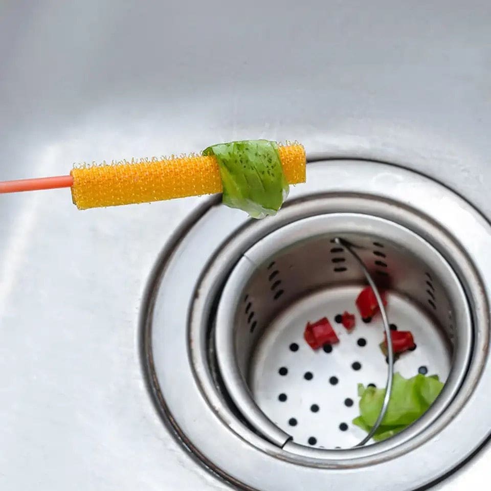 Flexible Sink Cleaning Brush, Pipe Draining Brush With Rotating Handle, Drain Weasel Sink Snake Cleaner with New Molded Tip, Clog Plug Hole Remover Tool, Multifunctional Cleaning Claw Hair Catcher, Kitchen Bathroom Cleaning Tools