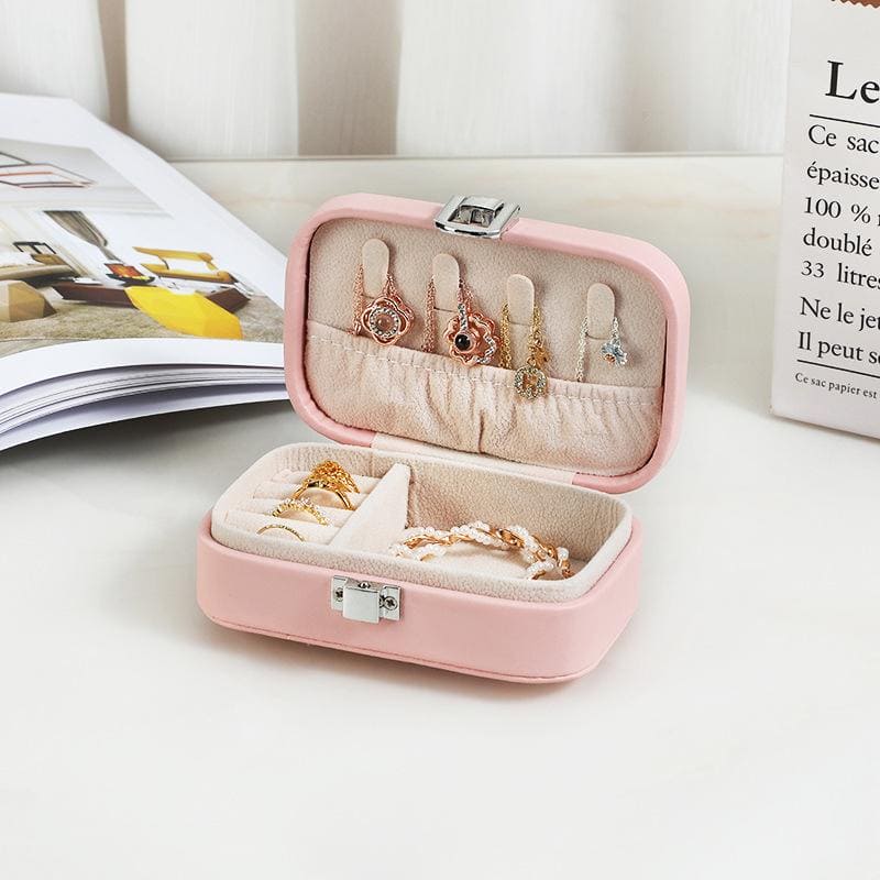 Mini Rectangular Leather Jewellery Box, Mini Macaron Jewelry Box, Double Layer Jewellery Storage Box, Travel Jewellery Ornaments Storage Case, Multifunction Necklace Earring Storage Case, Jewellery Display Case