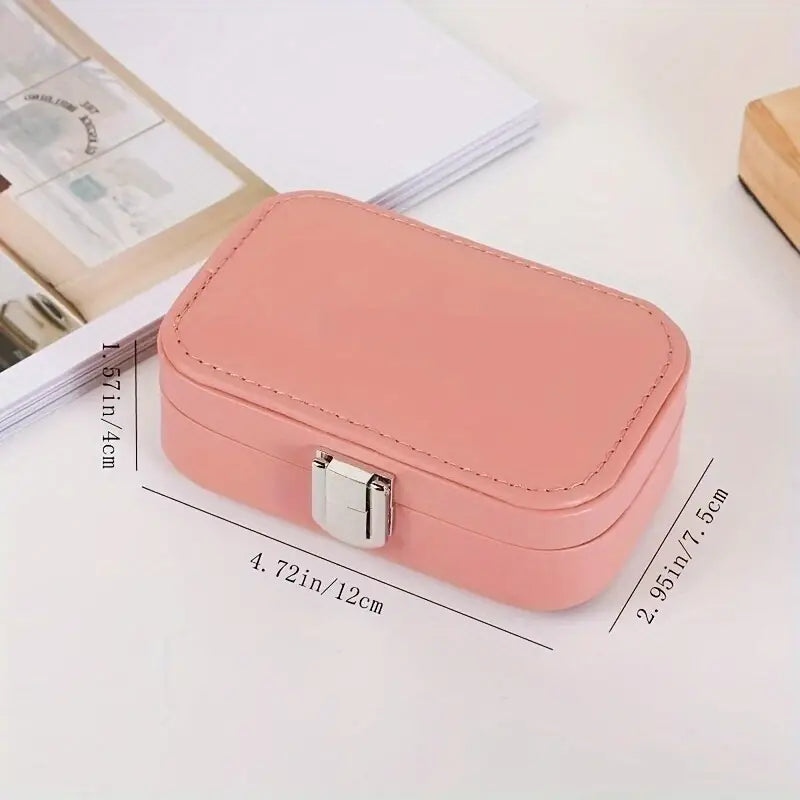 Mini Rectangular Leather Jewellery Box, Mini Macaron Jewelry Box, Double Layer Jewellery Storage Box, Travel Jewellery Ornaments Storage Case, Multifunction Necklace Earring Storage Case, Jewellery Display Case