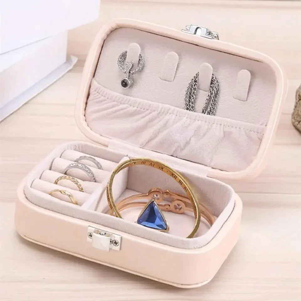 Mini Rectangular Leather Jewellery Box, Mini Macaron Jewelry Box, Double Layer Jewellery Storage Box, Travel Jewellery Ornaments Storage Case, Multifunction Necklace Earring Storage Case, Jewellery Display Case
