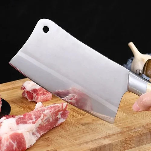 Butcher Knife, Meat Fish Vegetables Chopping Cleaver Butcher, Professional Knife Kitchen Chopping Chef Tool, Stainless Steel Bone Cutter Meat Cleaver Slicer Vegetable, Multipurpose Cleaver for Meat Bone Cutting Vegetable Slicing