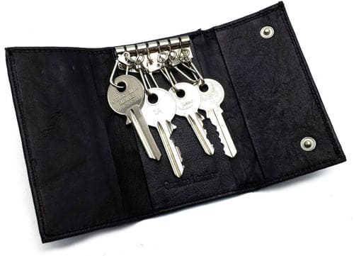 Leather Keychain Pouch, Personalized Key Holder, Wallet Style Snap