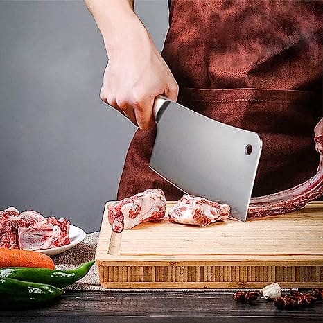 Butcher Knife, Meat Fish Vegetables Chopping Cleaver Butcher, Professional Knife Kitchen Chopping Chef Tool, Stainless Steel Bone Cutter Meat Cleaver Slicer Vegetable, Multipurpose Cleaver for Meat Bone Cutting Vegetable Slicing