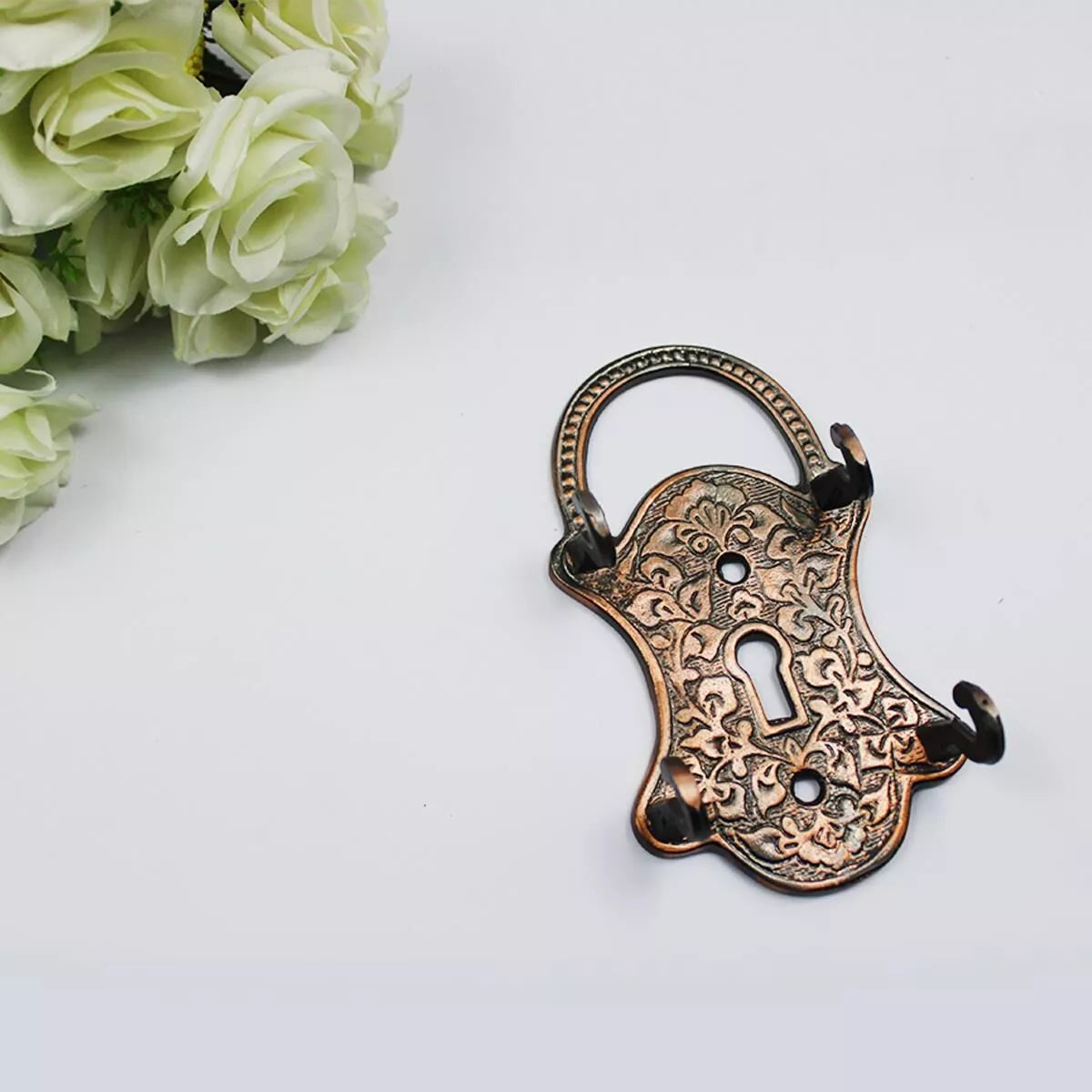 Antique Lock Key Holder, Wall Decorative Key Organizer, Metallic Antique Design Wall Mounted Key Holder, Wall Mount Key Holder For Home Decoration