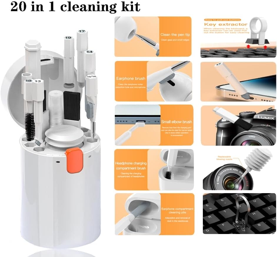 20 In 1 Digital Cleaning Kit, Portable Keyboard Cleaner Kit, Phone Camera Laptop Keyboard Cleaning Tool, Electric Gadget Dust Collector, Multipurpose Device Cleaner