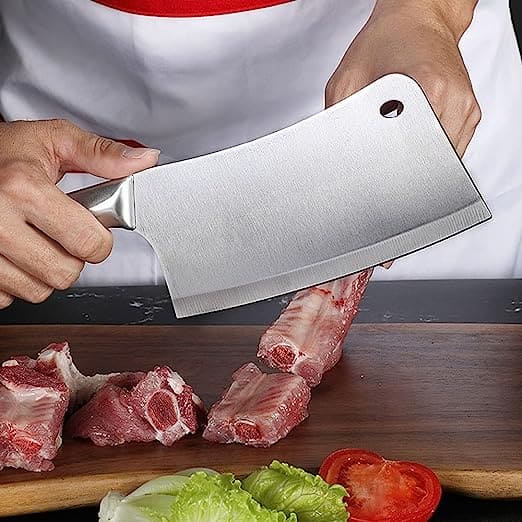 Butcher Knife, Meat Fish Vegetables Chopping Cleaver Butcher, Professional Knife Kitchen Chopping Chef Tool, Stainless Steel Bone Cutter Meat Cleaver Slicer Vegetable, Multipurpose Cleaver for Meat Bone Cutting Vegetable Slicing