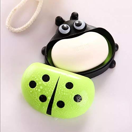 Ladybug Soap Box With Cover, Cartoon Soap Dish Organizer, Double Layer Drain Compartment Soap Tray, Multifunctional Storage Box, Kitchen Bathroom Soap Box