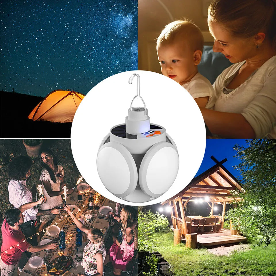 Football Foldable Solar Light, Emergency Home Camping Night Lights, Portable USB Rechargeable LED Search Light, 2 In 1 Camping Light, Portable Tent Lamp with Hanging Hook