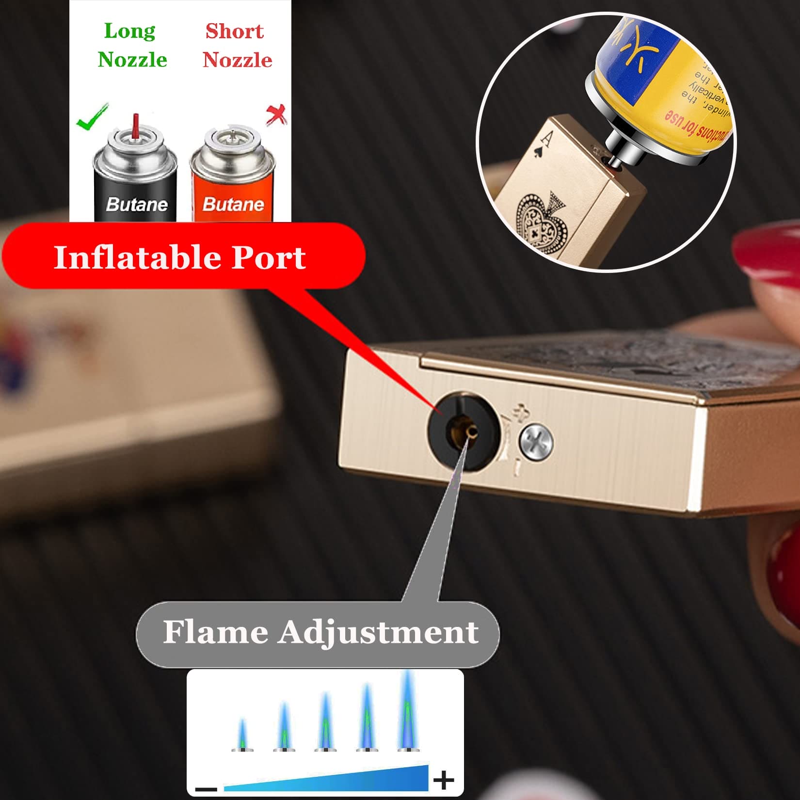 Deck Playing Card Lighter, Ikka Card Pocket Lighter, Metal Poker Jet Lighter, Windproof Playing Card Shape Lighter, Refillable Butane Playing Card Lighter, Creative Jet Flame Pocket Lighter, Flame Dazzling Butane Lighter