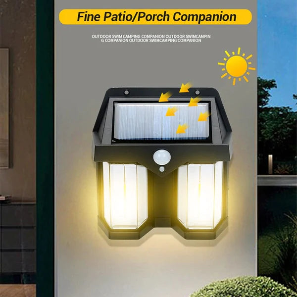 Double Head Antique Solar Sensor Lamp, Wall Mounted Courtyard Villa Garage Wall Light, Human Body Induction Warm Light Lantern, Bright Outdoor Solar Wall Lamp, Energy Efficient Outdoor Lighting