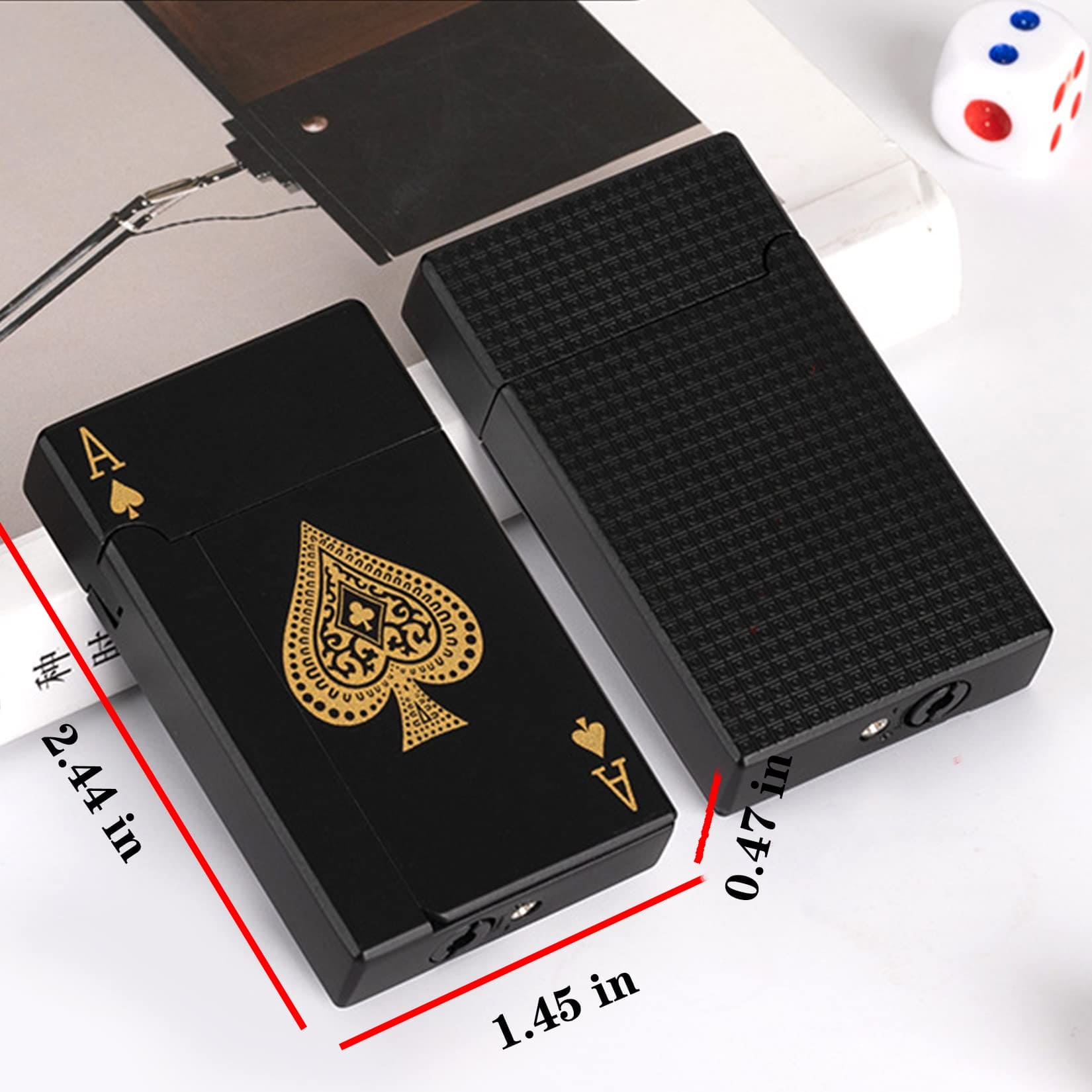 Deck Playing Card Lighter, Ikka Card Pocket Lighter, Metal Poker Jet Lighter, Windproof Playing Card Shape Lighter, Refillable Butane Playing Card Lighter, Creative Jet Flame Pocket Lighter, Flame Dazzling Butane Lighter
