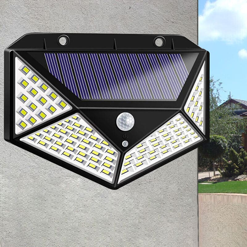 100 LED Solar Light, Motion Sensor Outdoor Solar Lamp, Courtyard Waterproof Stairs Outdoor Wall Light, Multifunctional Solar Lamp, Outdoor Garden Decoration Solar Led Light, Sunlight Powered Spotlight with Motion Sensor