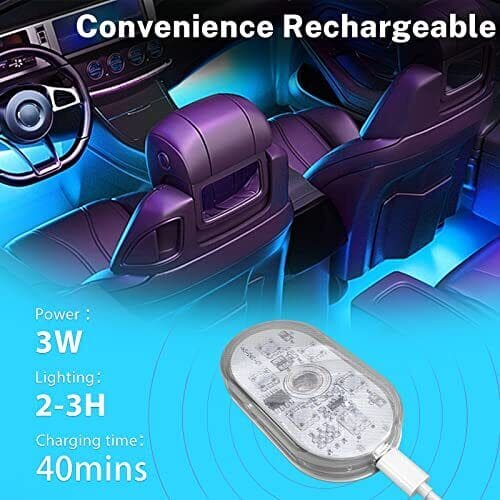 LED Car Interior Lighting, Finger Touch Sensor Reading Lamp, ,7 Colors LED Interior Car Lights, Wireless Magnetic Welcome Cars Lamp, Auto Roof Ceiling Reading Lamp, LED Car Styling Night Light Mini USB Charging Car Light
