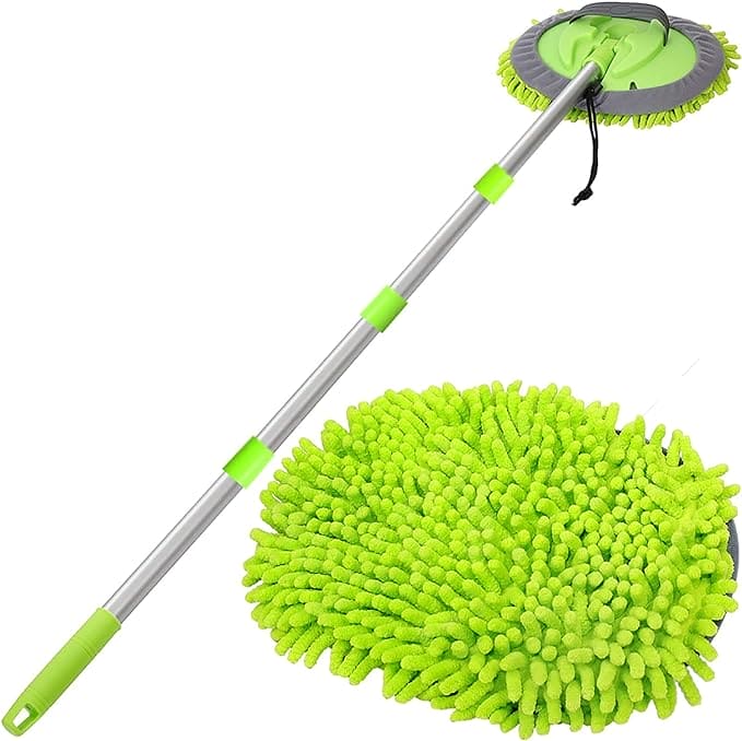 Microfiber Car Wash Brush, Mitt Sponge With Long Handle, Telescopic Cleaning Mop, Adjustable Super Absorbent Washing Mop, 2 In 1 Wash Dust Cleaning Mop, Multifunctional Home Automobile Dust Removal Mop