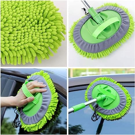 Microfiber Car Wash Brush, Mitt Sponge With Long Handle, Telescopic Cleaning Mop, Adjustable Super Absorbent Washing Mop, 2 In 1 Wash Dust Cleaning Mop, Multifunctional Home Automobile Dust Removal Mop