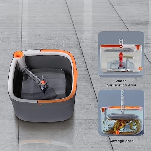 Square Bucket Mop, Double Deck Separation System Spin Mop, Hand Free Lazy Squeeze Mop, Automatic Magic Floor Mop, 360 Degree Rotating Mop, Self Wringing Flat Mop, Wet and Dry Square Mop, Multipurpose Cleaning Mop