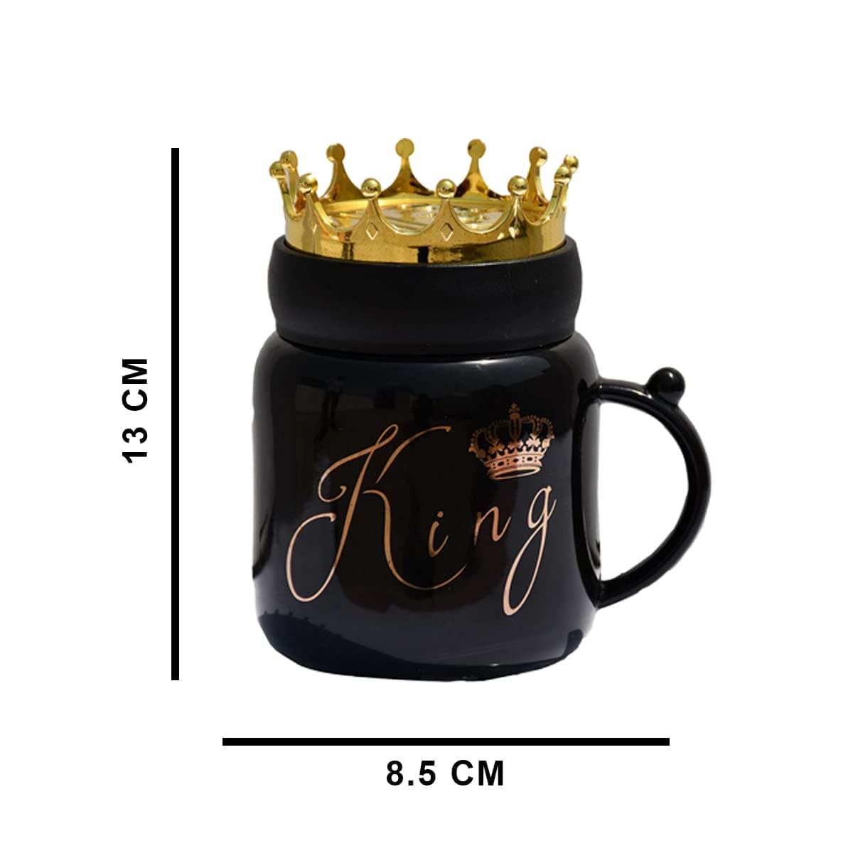Gold Crown Mug Set, King Queen Ceramic Mug, Royal Coffee Tea Cups with Lid
