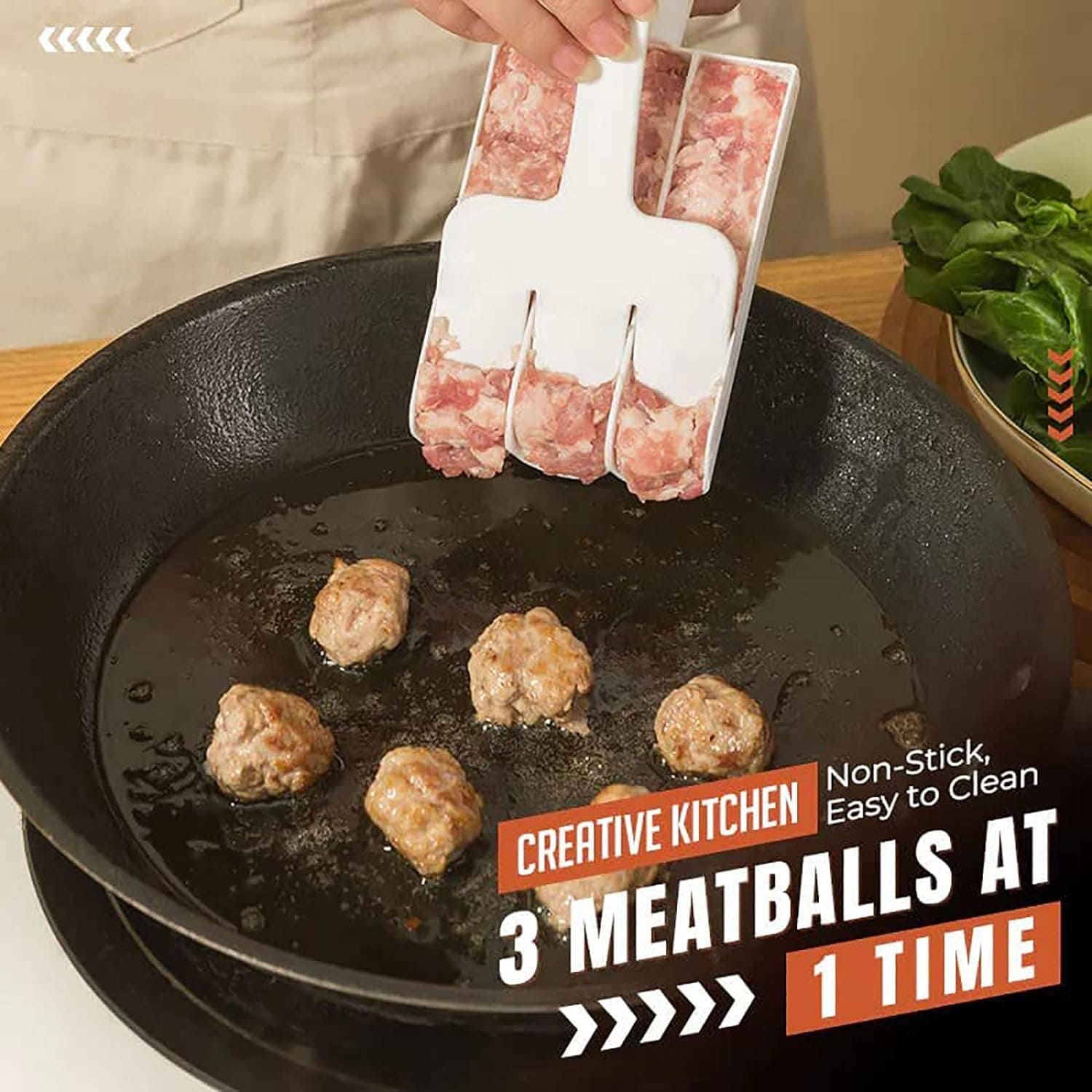 Triple Meat Ball Maker, Meat Tool With Spoon, Fried Fish Beef Meat Making Balls Mold, Kitchen Meatballs Scoop, Home Cooking Tool, Triple Meat Club Maker with Cutting Spatulas, Non Stick Plastic Apparatus Maker Clip
