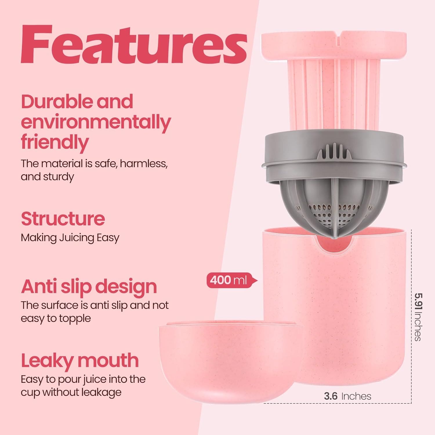 Manual Citrus Presser, Anti Slip Reamer, Hand Fruit Manual Juicer, Portable Lemon Juicer, Hand Rotation Press Juicer, Mini Portable Citrus Juicer Machine, Portable Lime Juicer Cup