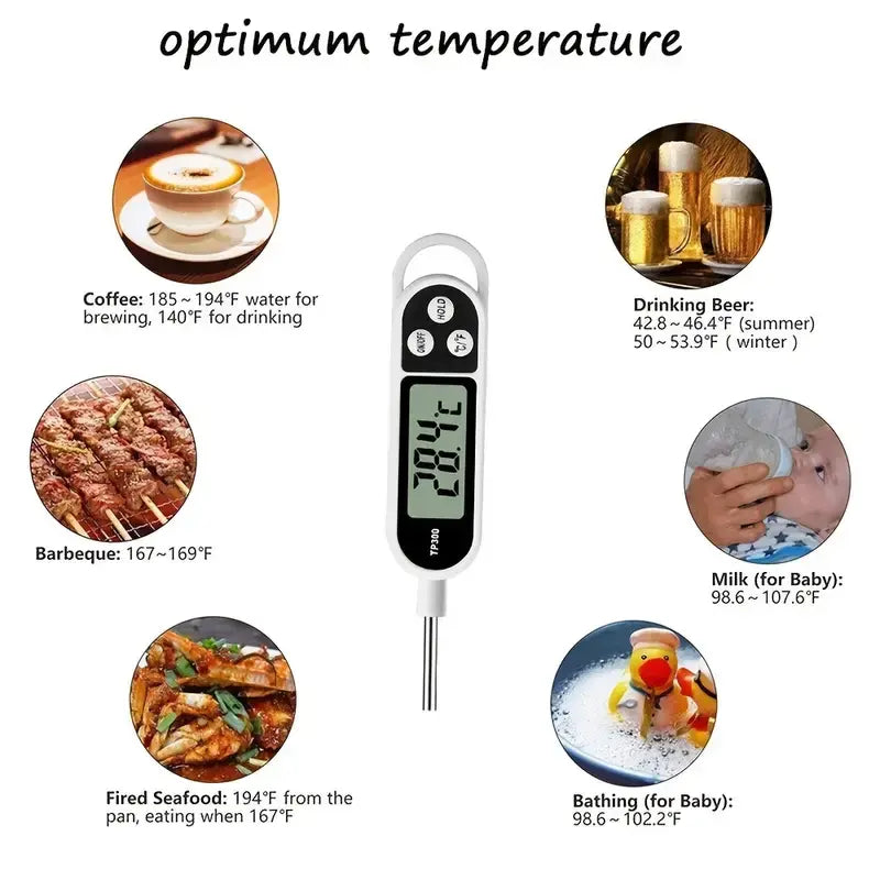 Pen Shape Digital Food Thermometer, Food Probe Digital Cooking Thermometer, Instant Read Digital Thermometer, Cooking Temperature Measure Probe Tool, Stainless Steel Probe