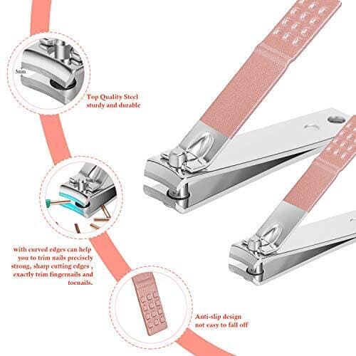 Set Of 16 Nail Clipper, Stainless Steel Manicure Kit With Folding Bag, Professional Pedicure Beauty Tools Set, Cuticle Trimmer Manicure Scissors Nail Care Ingrown Toenail Removal Clippers, Foot Care Tool Nail Clippers Kit