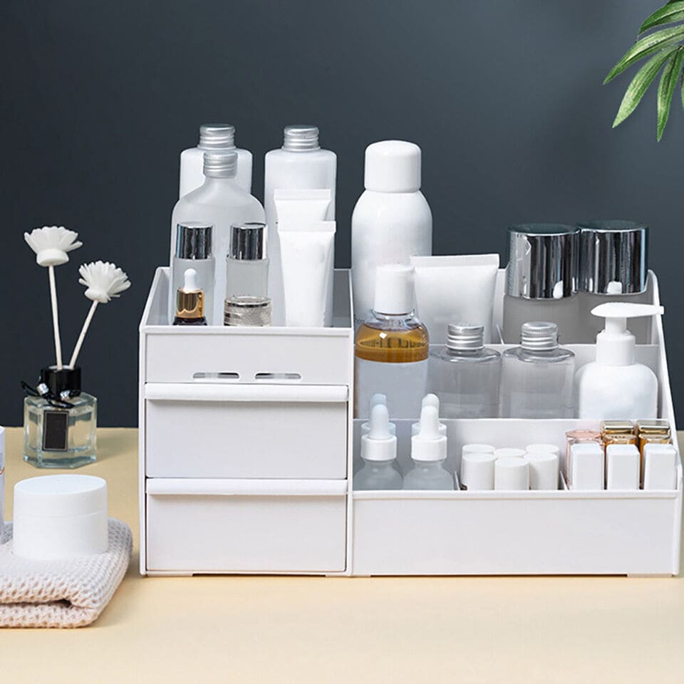Dressing Table Makeup Box, Desktop Cosmetic Storage Box With Drawer, Makeup Sundries Storage Organizer, Cabinet Sorting Box, Jewelry Nail Polish Makeup Drawer Container, Multifunctional Divisions Desk Organizer, Drawer Head Ornament Sorting Make Up Box