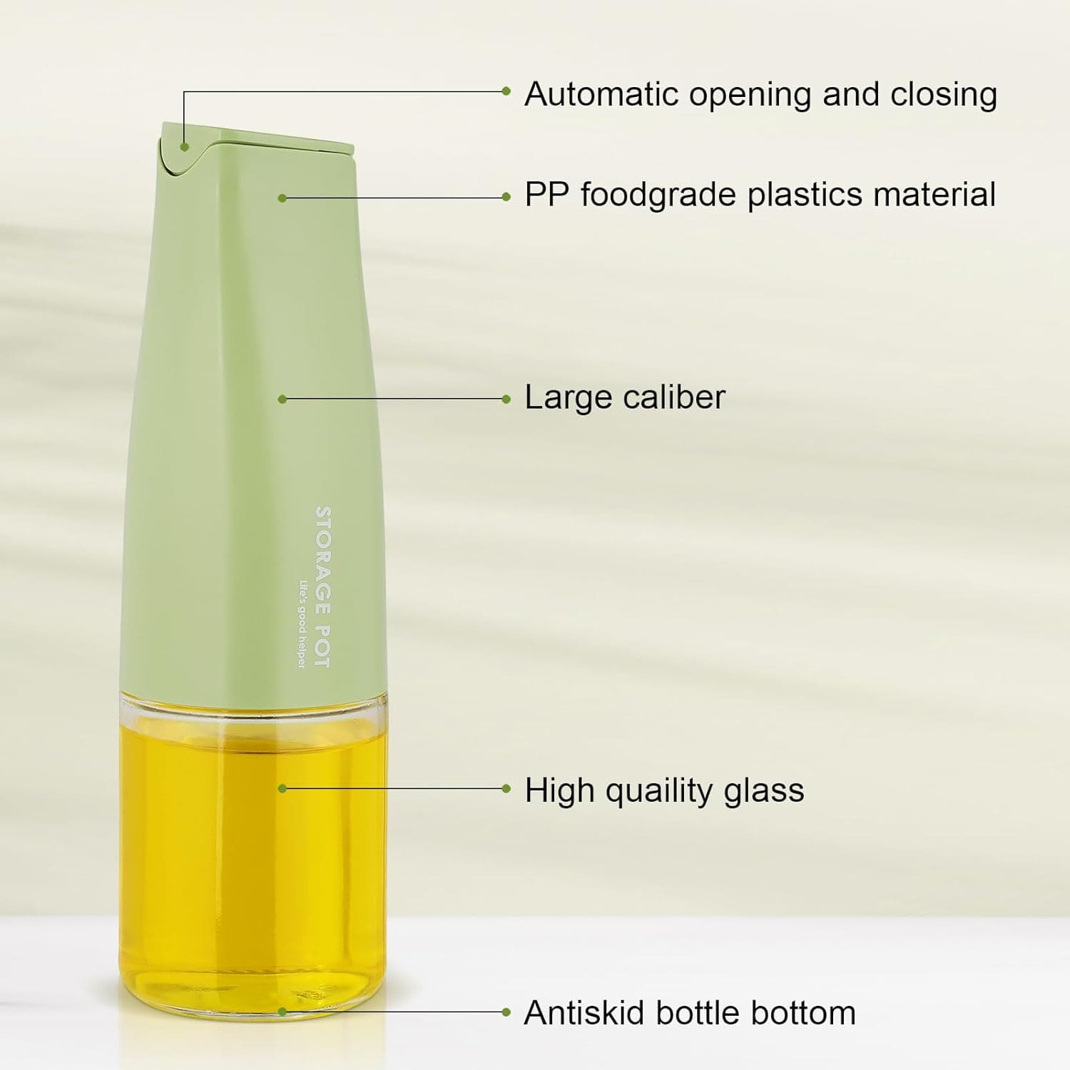 450Ml Oil Storage Pot, Auto Flip Kitchen Oil Bottle, Cooking Oil Dispenser For Kitchen, Automatic Opening Oil Bottle, Kitchen Non Hanging Oil Seasoning Bottle, Food Grade Condiment Bottle, Drip Free Spout Oil Container