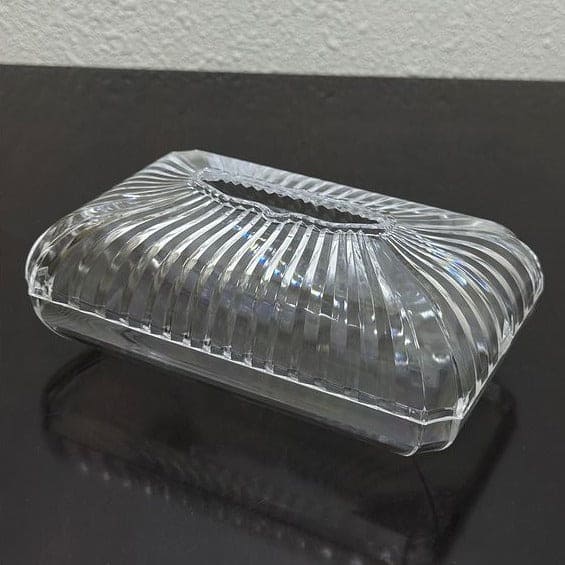 Oval Strip Tissue Holder, Fancy Tissue Box Holder, Swirl Rectangular Acrylic Clear Plastic Tissue Holder