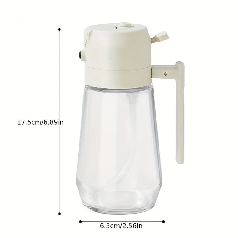 2 In 1 Oil Kettle, Oil Pot, Kitchen Oil Spray Bottle And Dispenser, Glass Oil Bottle For Cooking, Vinegar Soy Sauce Spray Pour Oil Container, Home Barbecue Air Fryer Glass Baking Oil Kettle, Double Function Oil Dispenser And Bottle
