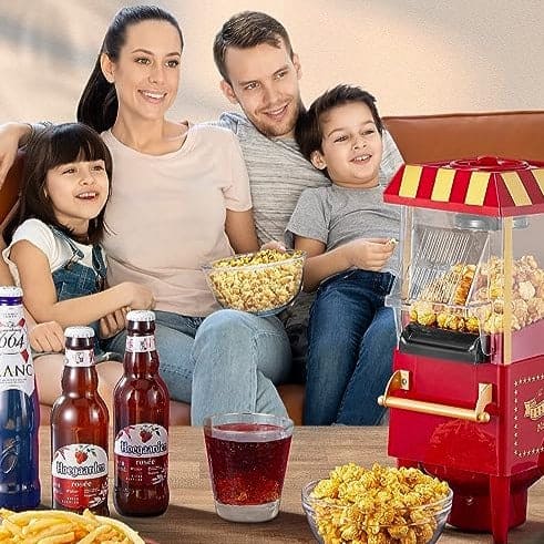 Carnival Popcorn Maker, Countertop Popcorn Machine, Vintage Retro Electric Hot Air Popcorn Machine, Cart Style Hot Air Popper Machine, Portable Electric Popcorn Maker, Automatic Instant Popcorn Maker, Portable Electric Household Snack Maker