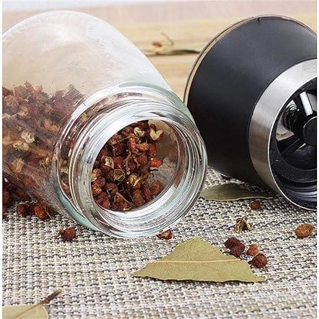 Salt And Pepper Grinder, Manual Stainless Steel Salt and Pepper Mill Grinder, Spice Herb Glass Muller, Hand Mill Grinding Bottle, Condiment Grinding Tool Kitchen Gadget, Adjustable Coarseness Shaker, Durable Spice Grinder, Compact Pepper Grinder