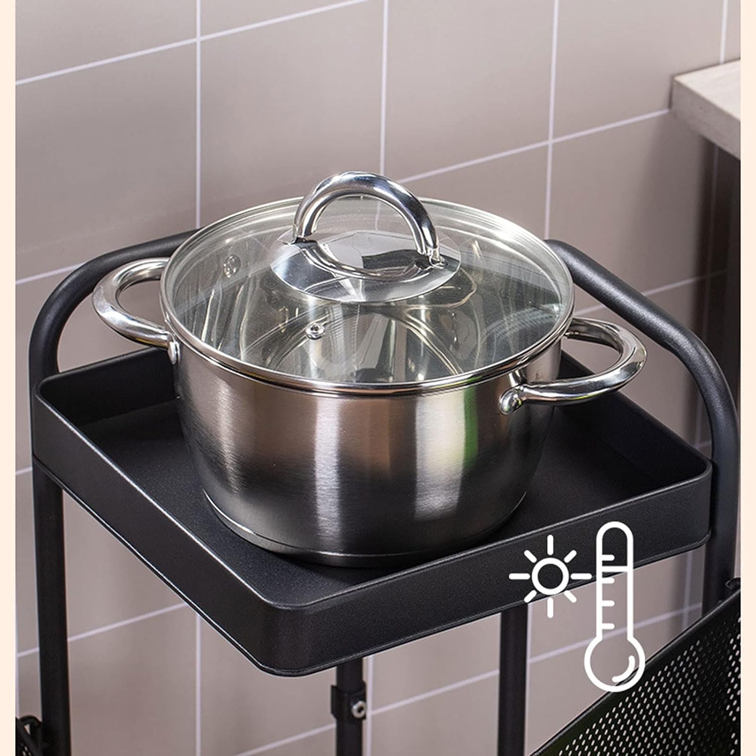 3 Layer Guest Trolley Basket, Multi Telescopic Kitchen Shelf, Square Fruit Vegetable Storage Rack, Multifunctional Household Storage Shelf, Multilayer Kitchen Shelf with Wheels, Hollow Mesh Basket for Kitchen, Living Room, Bathroom