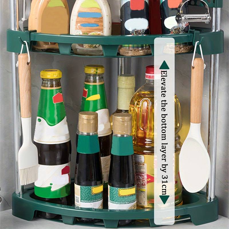 Kitchen Corner Storage Rack, Stainless Steel Kitchen Corner Shelf, Multi Layer Condiment Triangle Storage Rack, Household Triangular Shelf, Multifunctional Metal Storage Shelf
