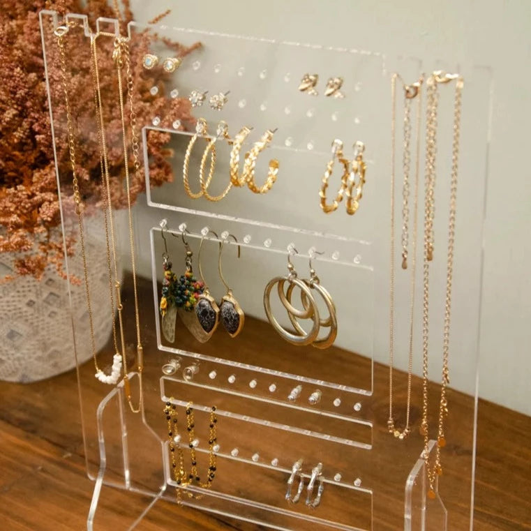 Acrylic Jewellery Stand, Transparent Jewellery Display Organizer, Portable Jewellery Hanger Necklace Earring Bracelet Stand, Clear Acrylic Jewellery Holder, Compact Stand For Jewellery