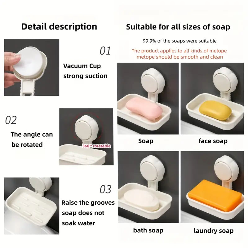 Suction Cup Soap Box, Creative Drain Soap Holder, Simple Home Bathroom Soap Storage Holder, Hanging Bar Soap Holder, Vacuum Suction Cup Soap Box