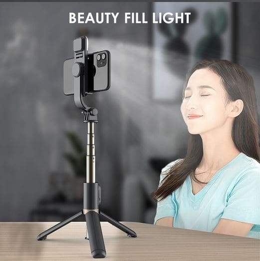 Ola Selfie Stick, Portable Mobile Tripod With Light, Metal Stable Bluetooth RC Selfie Stick, Retractable Portable Phone Holder Stick for Vlogging, Selfies & Video Recording, 360 Degree Rotation Selfie Stick Tripod with Fill Light & Wireless Remote