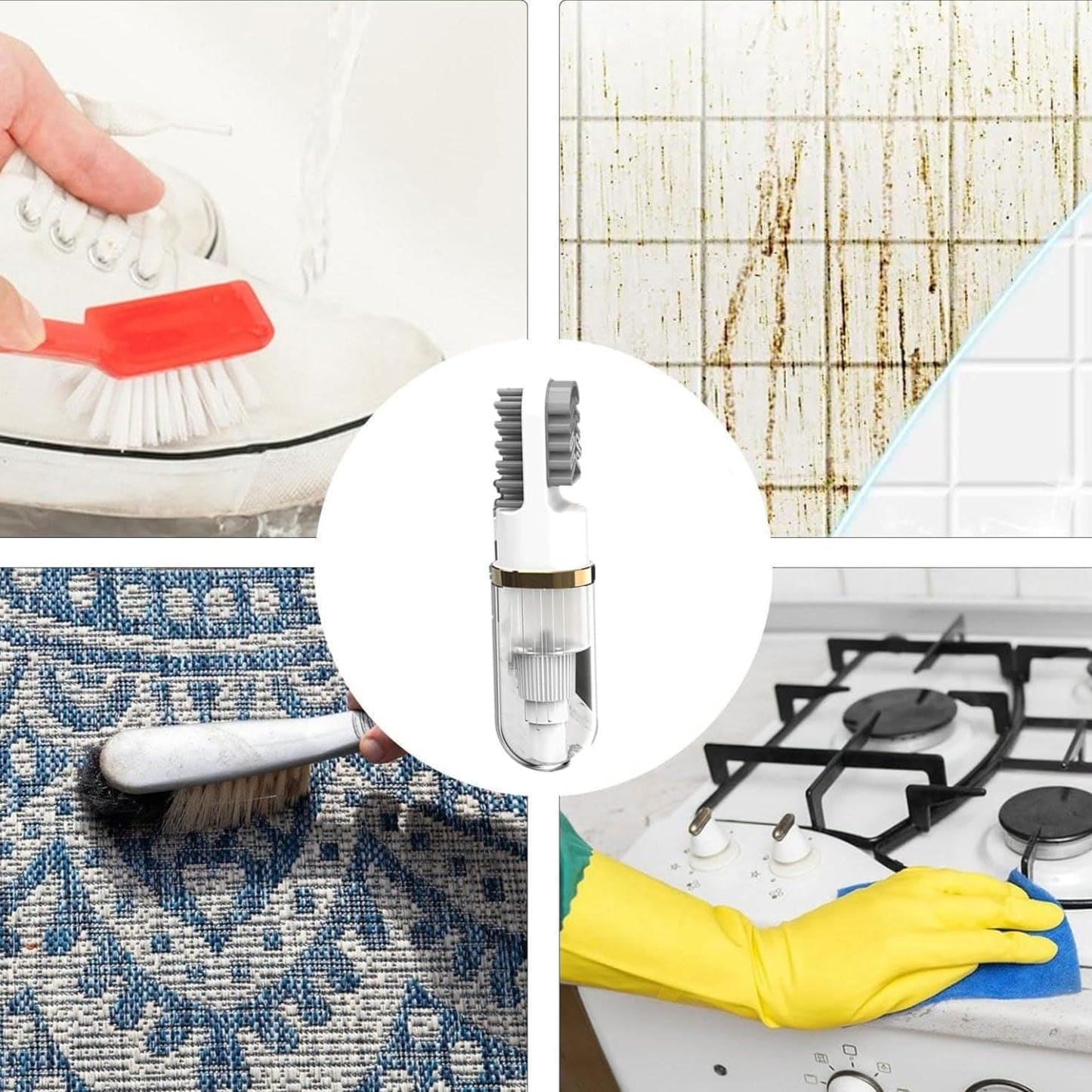 Sneakers Cleanings Brush, 3 In 1 Multifunctional Cleaning Brush, Dual Bristles Shoe Brush, Travel Sneaker Cleaner Kit, Portable Liquid Spray Household Cleaning Brush, Press Shoe Washing Brush with Soap Dispenser