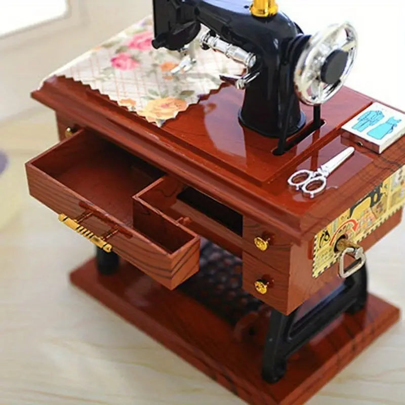 Sewing Machine Music Box, Vintage Mini Music Box, Musical Singer Case Home Classic Pedal Sewing Machine, Table Decor Musical Toy, Musical Box With Retro Craft, Stylish Music Box, Kids Retro Music Boxk