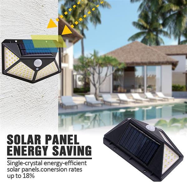100 LED Solar Light, Motion Sensor Outdoor Solar Lamp, Courtyard Waterproof Stairs Outdoor Wall Light, Multifunctional Solar Lamp, Outdoor Garden Decoration Solar Led Light, Sunlight Powered Spotlight with Motion Sensor