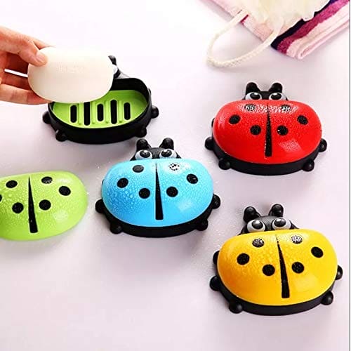 Ladybug Soap Box With Cover, Cartoon Soap Dish Organizer, Double Layer Drain Compartment Soap Tray, Multifunctional Storage Box, Kitchen Bathroom Soap Box