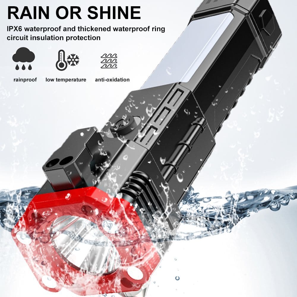 Omni Cop Flashlight, Super Bright LED Flashlight With Safety Hammer, Portable Work Light, Outdoor Adventure Lighting, Long Distance Beam Rescue Flashlight, Multifunctional 4 Modes Flashlight, Torch with Hammer Window Glass and Seat Belt Cutter