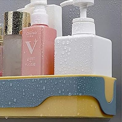 Large Capacity Wall Shelf, Wall Mounted Shower Storage Rack, Storage Wall Shelf With Hook, Self Adhesive Shower Caddy, Plastic Bathroom Shelf Wall Storage Rack, Wall Mounted Floating Shelf, Multipurpose Countertop Basket, Bathroom Kitchen Storage Rack
