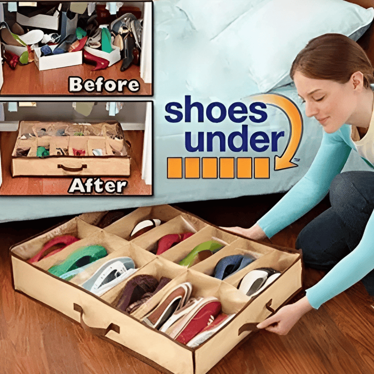 12 Compartment Non Woven Shoe Organizer, Underbed Shoe Storage Bag, Easy To Carry Shoe Bag 12 Compartment Non Woven Shoe Organizer, Underbed Shoe Storage Bag, Easy To Carry Shoe Bag