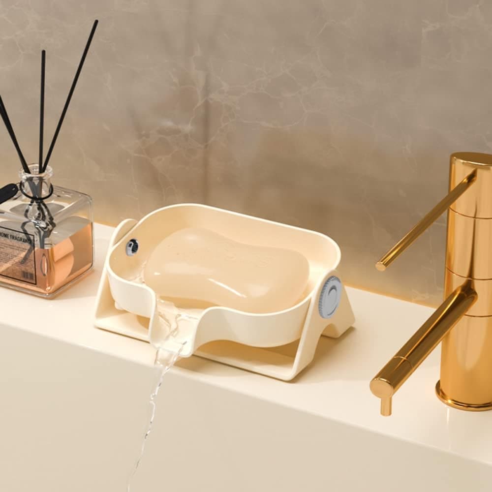 Shower Soap Holder, Adjustable Drain Soap Dish Holder, Self Emptying Soap Tray, Sink Waterfall Soap Dish, Self-draining Soap Saver Stand For Shower Bathroom Kitchen