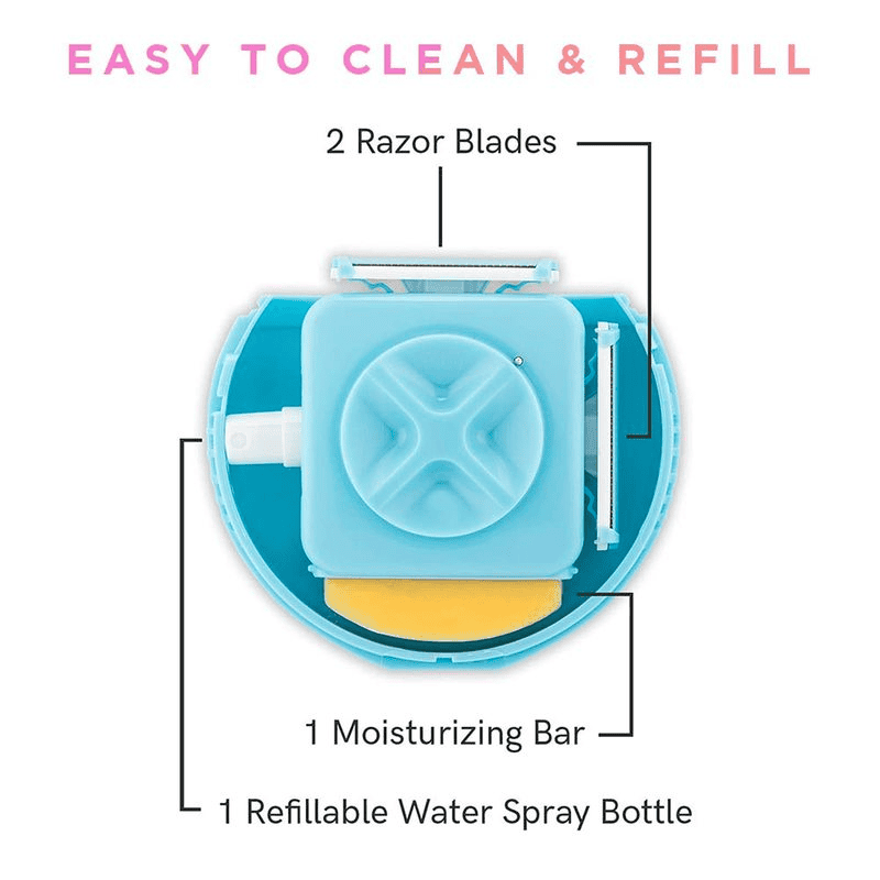 3 In 1 Hair Shaver, Women Hair Remover Epilator, Portable Hair Razor with Refillable Water Spray Bottle Moisturizing Bar Two-blades for Women, Multifunctional Hair Removal Gadget, Hair Remover Tool Crystal Hair Eraser, Women and Men